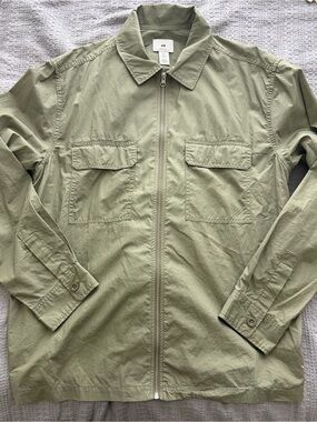 H&M Olive Green Zip-Front Utility Jacket